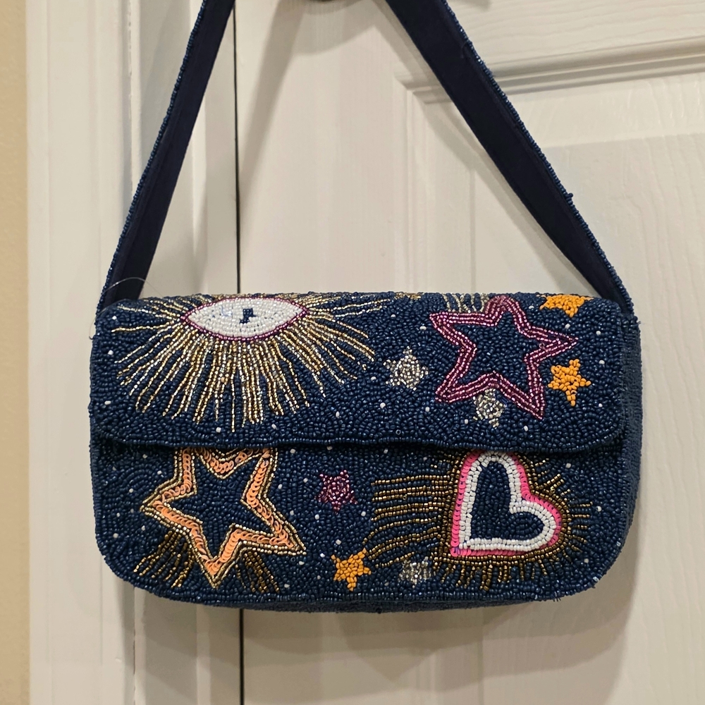 America and Beyond - Beaded Eye and Star Shoulder Bag